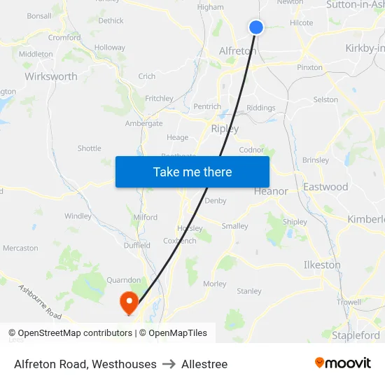 Alfreton Road, Westhouses to Allestree map