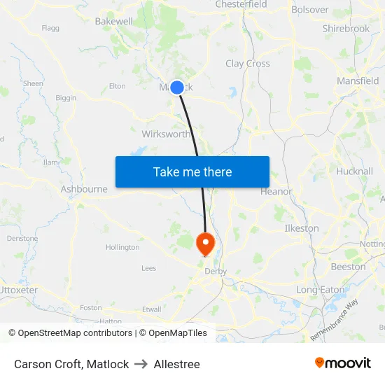 Carson Croft, Matlock to Allestree map