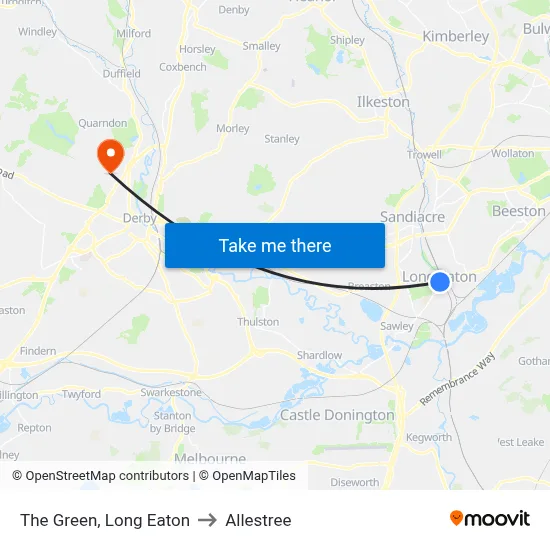 The Green, Long Eaton to Allestree map