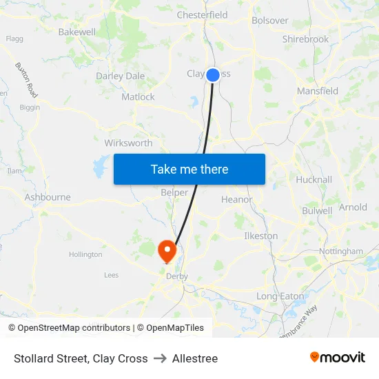 Stollard Street, Clay Cross to Allestree map