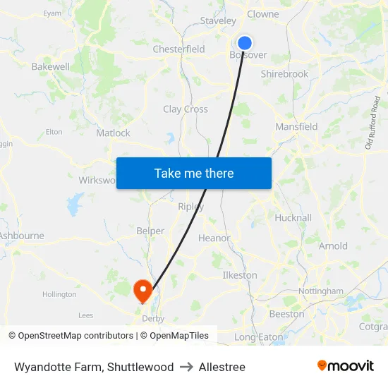 Wyandotte Farm, Shuttlewood to Allestree map