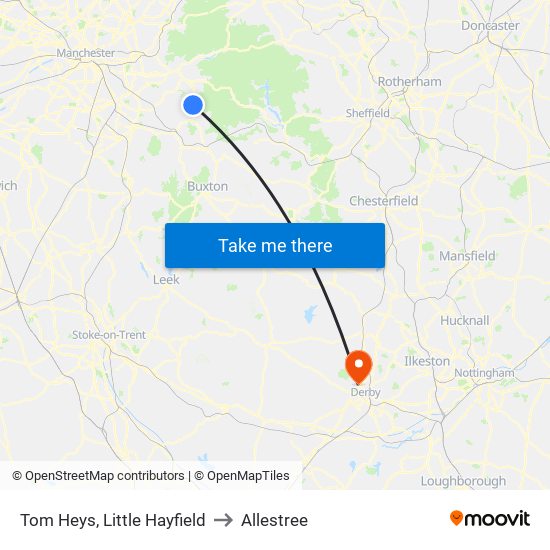 Tom Heys, Little Hayfield to Allestree map