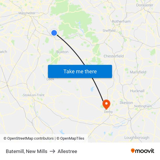 Batemill, New Mills to Allestree map
