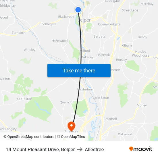 14 Mount Pleasant Drive, Belper to Allestree map