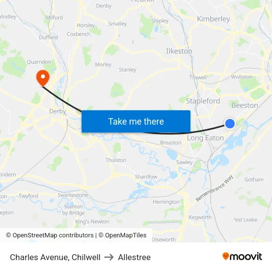 Charles Avenue, Chilwell to Allestree map