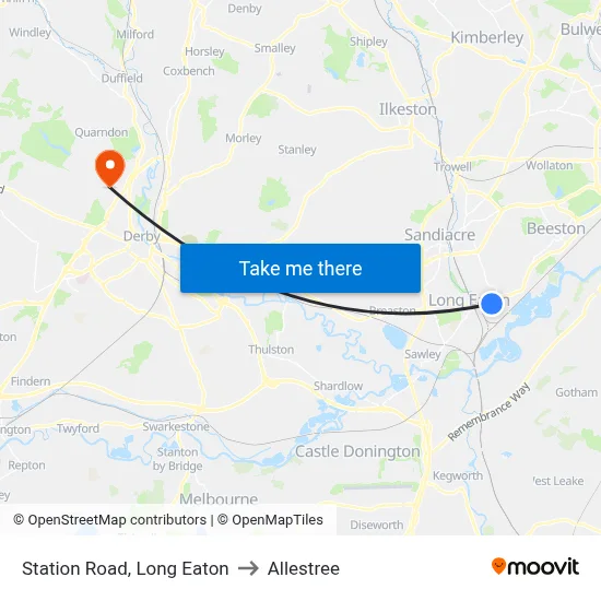 Station Road, Long Eaton to Allestree map