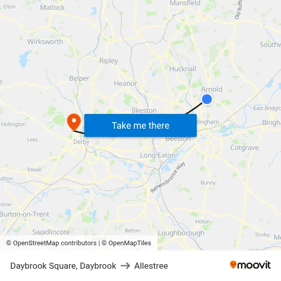 Daybrook Square, Daybrook to Allestree map