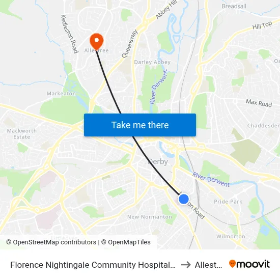 Florence Nightingale Community Hospital, Derby to Allestree map