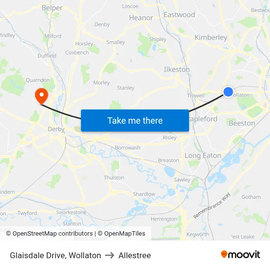 Glaisdale Drive, Wollaton to Allestree map