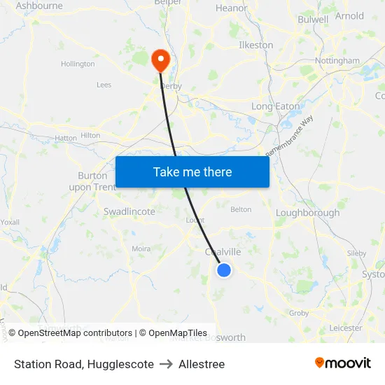 Station Road, Hugglescote to Allestree map