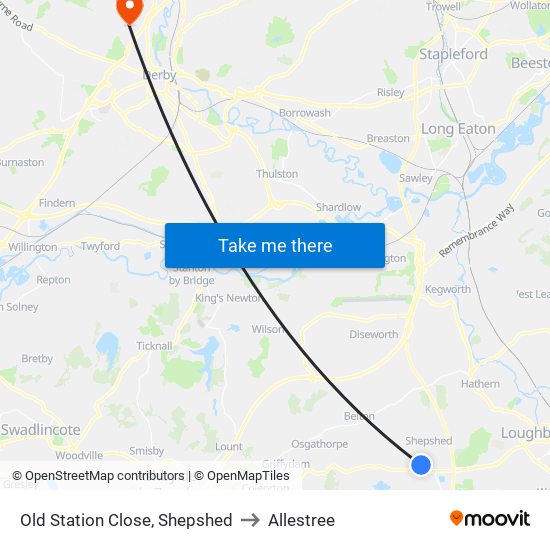 Old Station Close, Shepshed to Allestree map