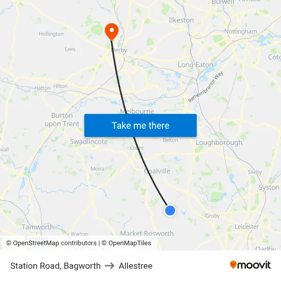 Station Road, Bagworth to Allestree map