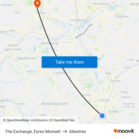 The Exchange, Eyres Monsell to Allestree map