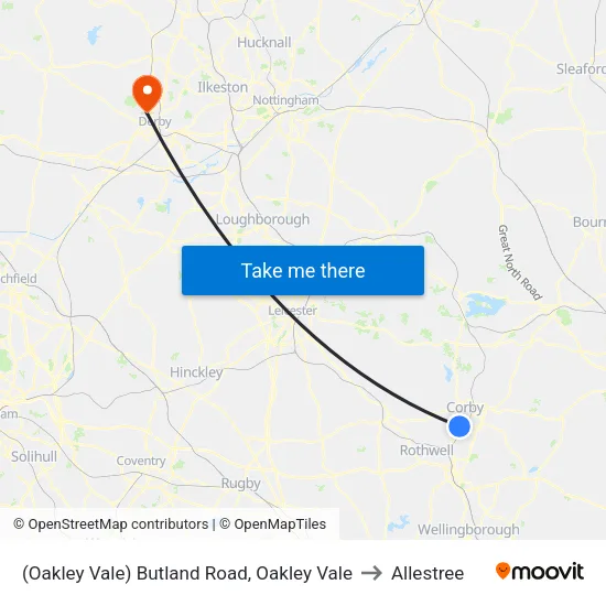 (Oakley Vale) Butland Road, Oakley Vale to Allestree map