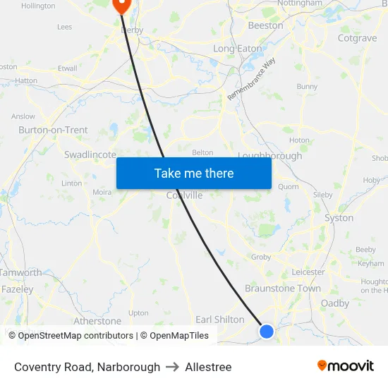 Coventry Road, Narborough to Allestree map
