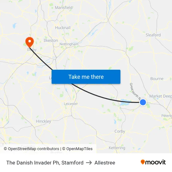 The Danish Invader Ph, Stamford to Allestree map