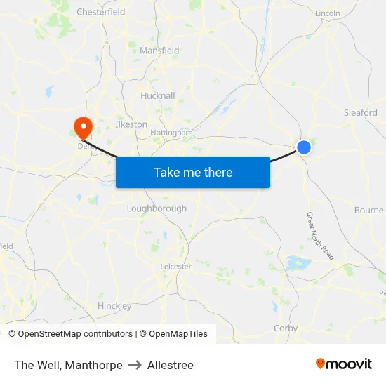 The Well, Manthorpe to Allestree map