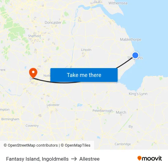 Fantasy Island, Ingoldmells to Allestree map