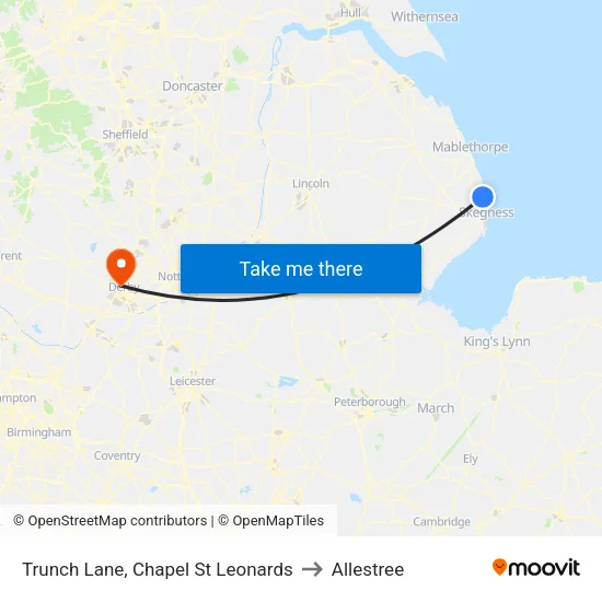 Trunch Lane, Chapel St Leonards to Allestree map