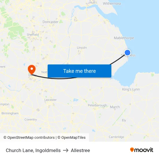 Church Lane, Ingoldmells to Allestree map