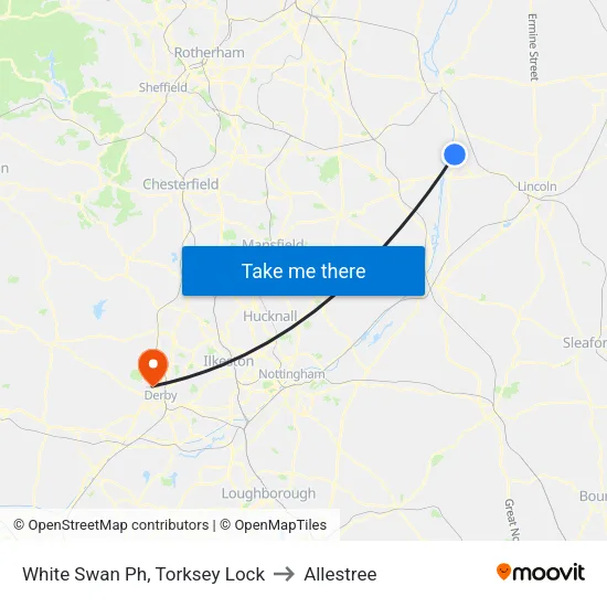 White Swan Ph, Torksey Lock to Allestree map