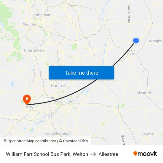 William Farr School Bus Park, Welton to Allestree map