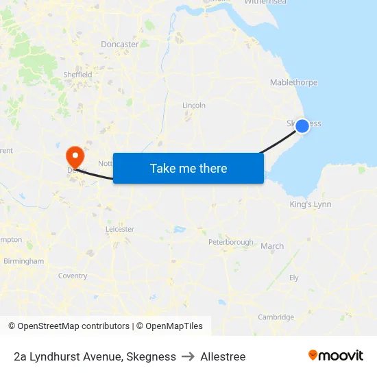 2a Lyndhurst Avenue, Skegness to Allestree map