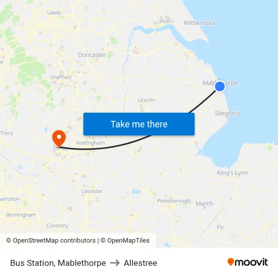 Bus Station, Mablethorpe to Allestree map