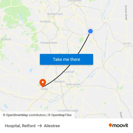 Hospital, Retford to Allestree map