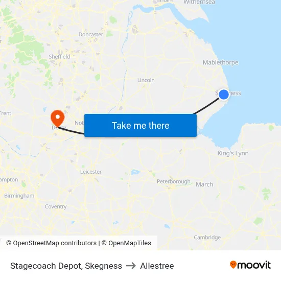 Stagecoach Depot, Skegness to Allestree map