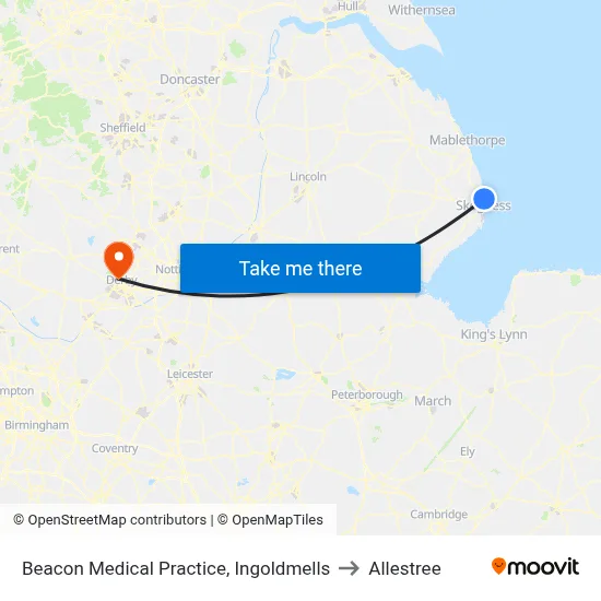 Beacon Medical Practice, Ingoldmells to Allestree map