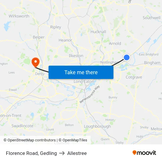 Florence Road, Gedling to Allestree map
