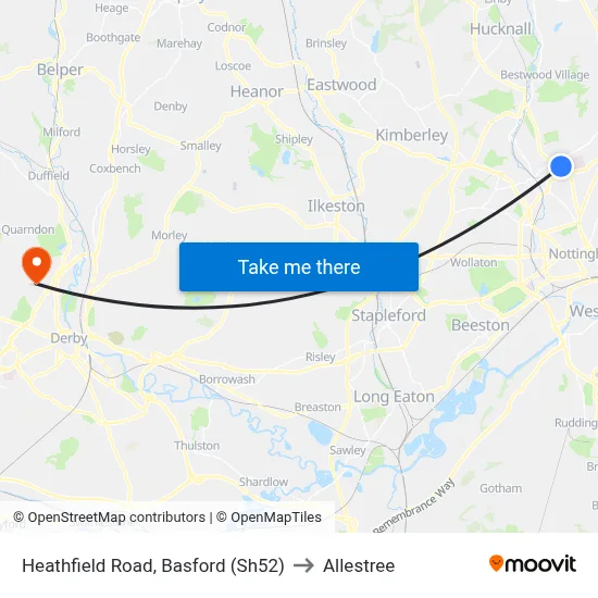 Heathfield Road, Basford (Sh52) to Allestree map
