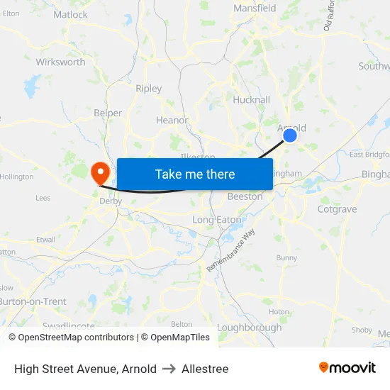 High Street Avenue, Arnold to Allestree map