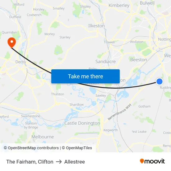 The Fairham, Clifton to Allestree map