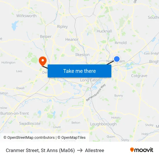 Cranmer Street, St Anns (Ma06) to Allestree map
