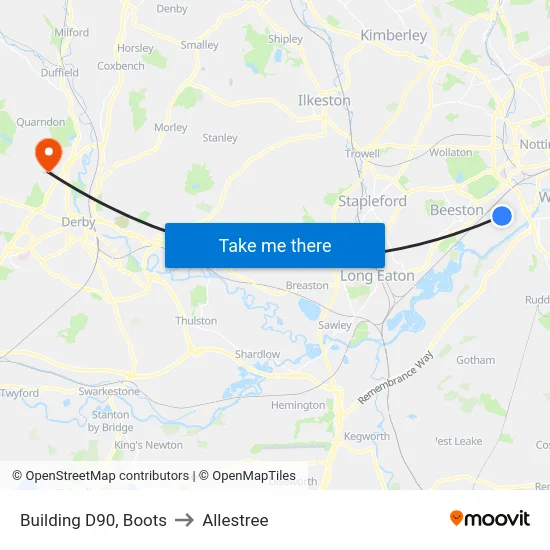 Building D90, Boots to Allestree map
