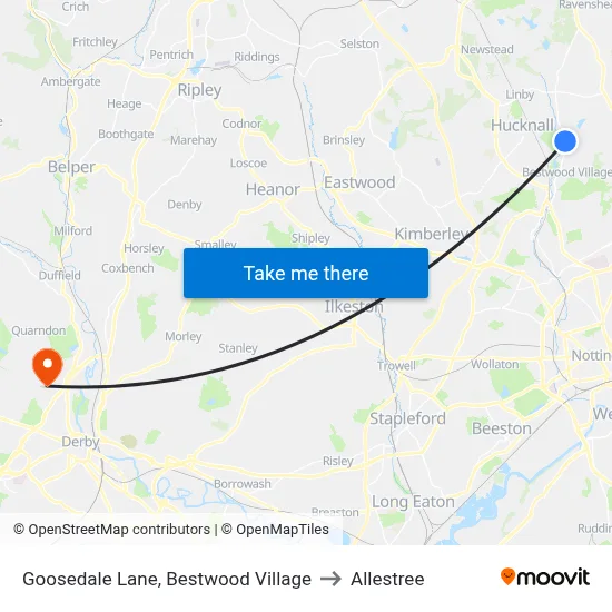 Goosedale Lane, Bestwood Village to Allestree map
