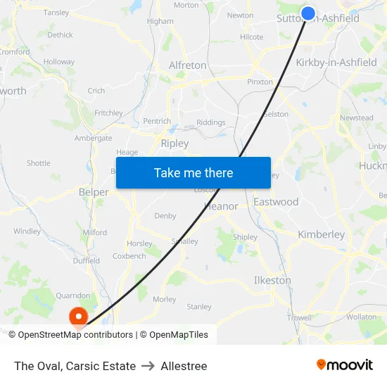 The Oval, Carsic Estate to Allestree map