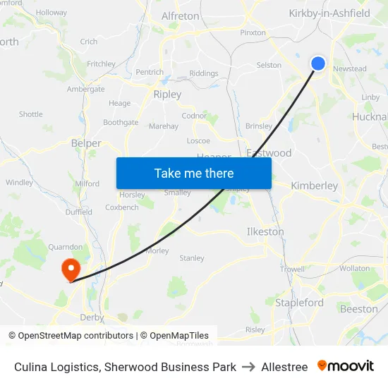 Culina Logistics, Sherwood Business Park to Allestree map