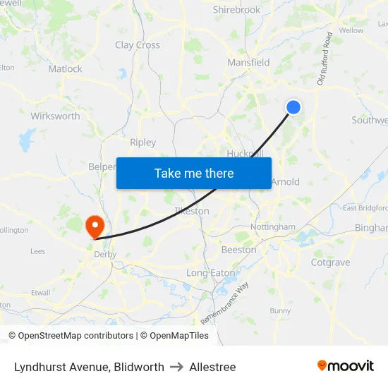 Lyndhurst Avenue, Blidworth to Allestree map