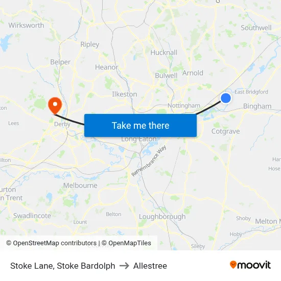 Stoke Lane, Stoke Bardolph to Allestree map