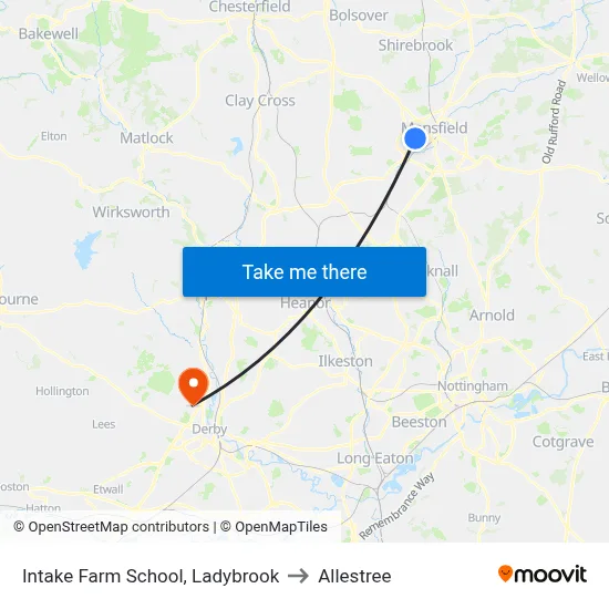 Intake Farm School, Ladybrook to Allestree map