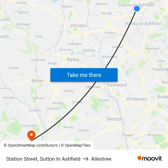 Station Street, Sutton In Ashfield to Allestree map