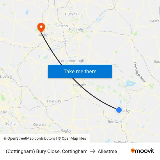 (Cottingham) Bury Close, Cottingham to Allestree map