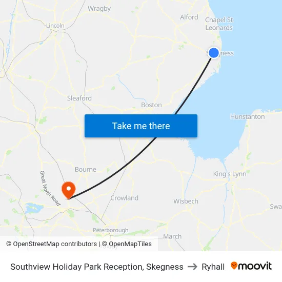 Southview Holiday Park Reception, Skegness to Ryhall map