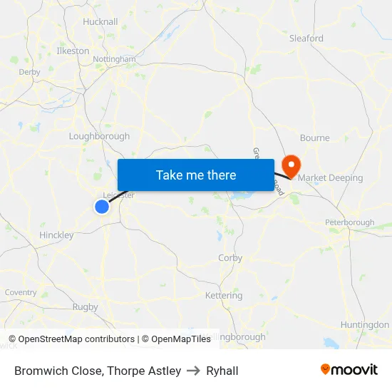 Bromwich Close, Thorpe Astley to Ryhall map