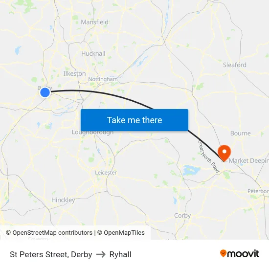 St Peters Street, Derby to Ryhall map