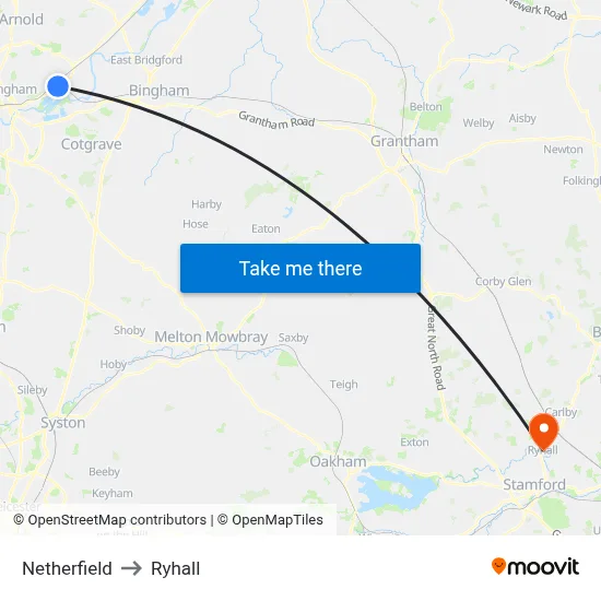 Netherfield to Ryhall map