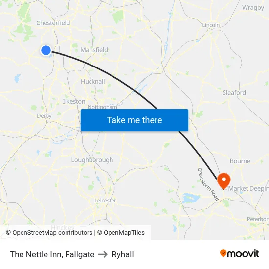 The Nettle Inn, Fallgate to Ryhall map